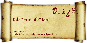 Dérer Ákos névjegykártya